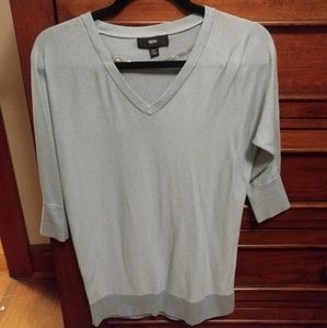 Powder blue Massimo 3/4 length vneck sweater